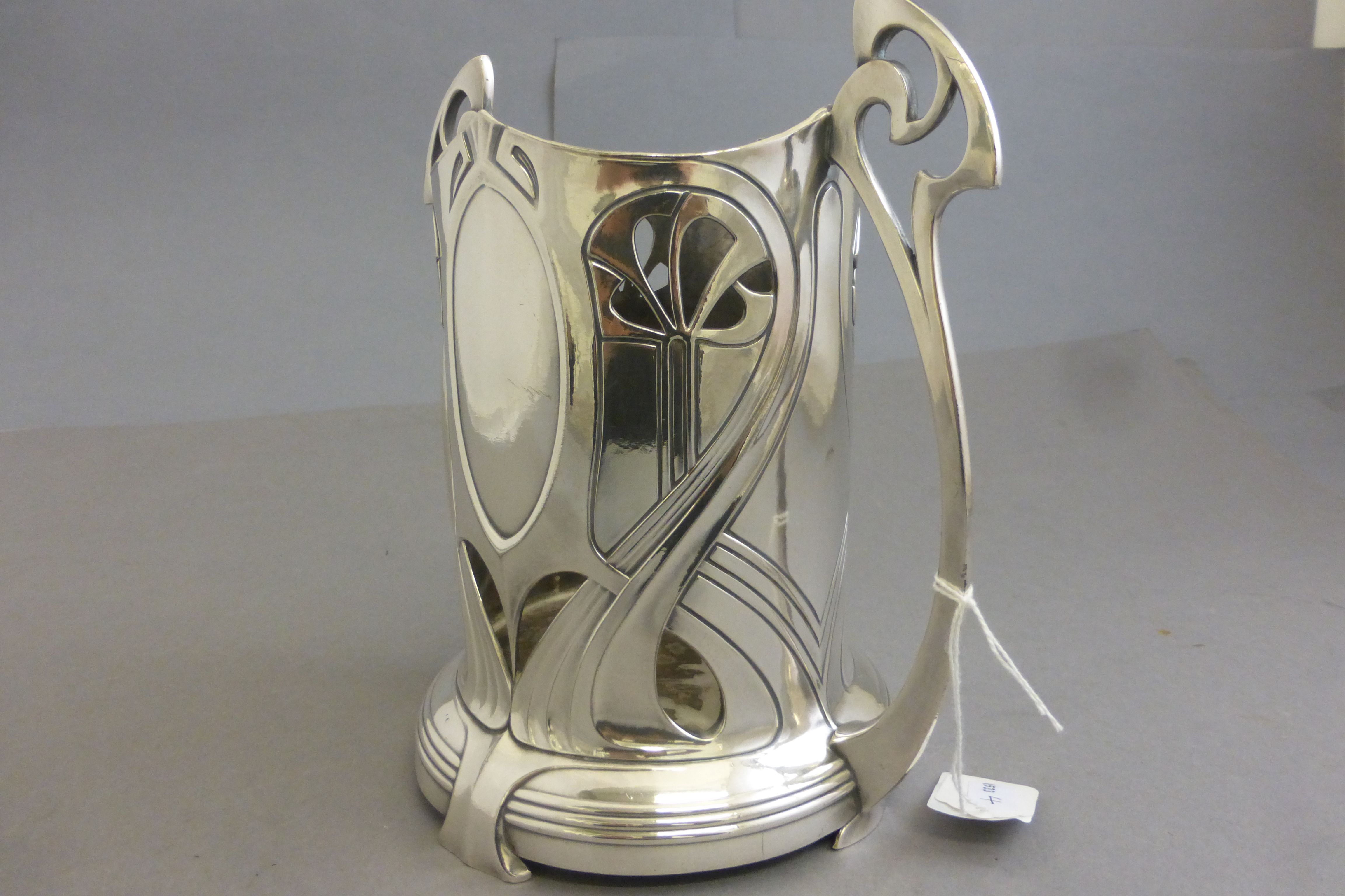 Art Nouveau WMF silver plated two handled bottle stand - Image 2 of 5