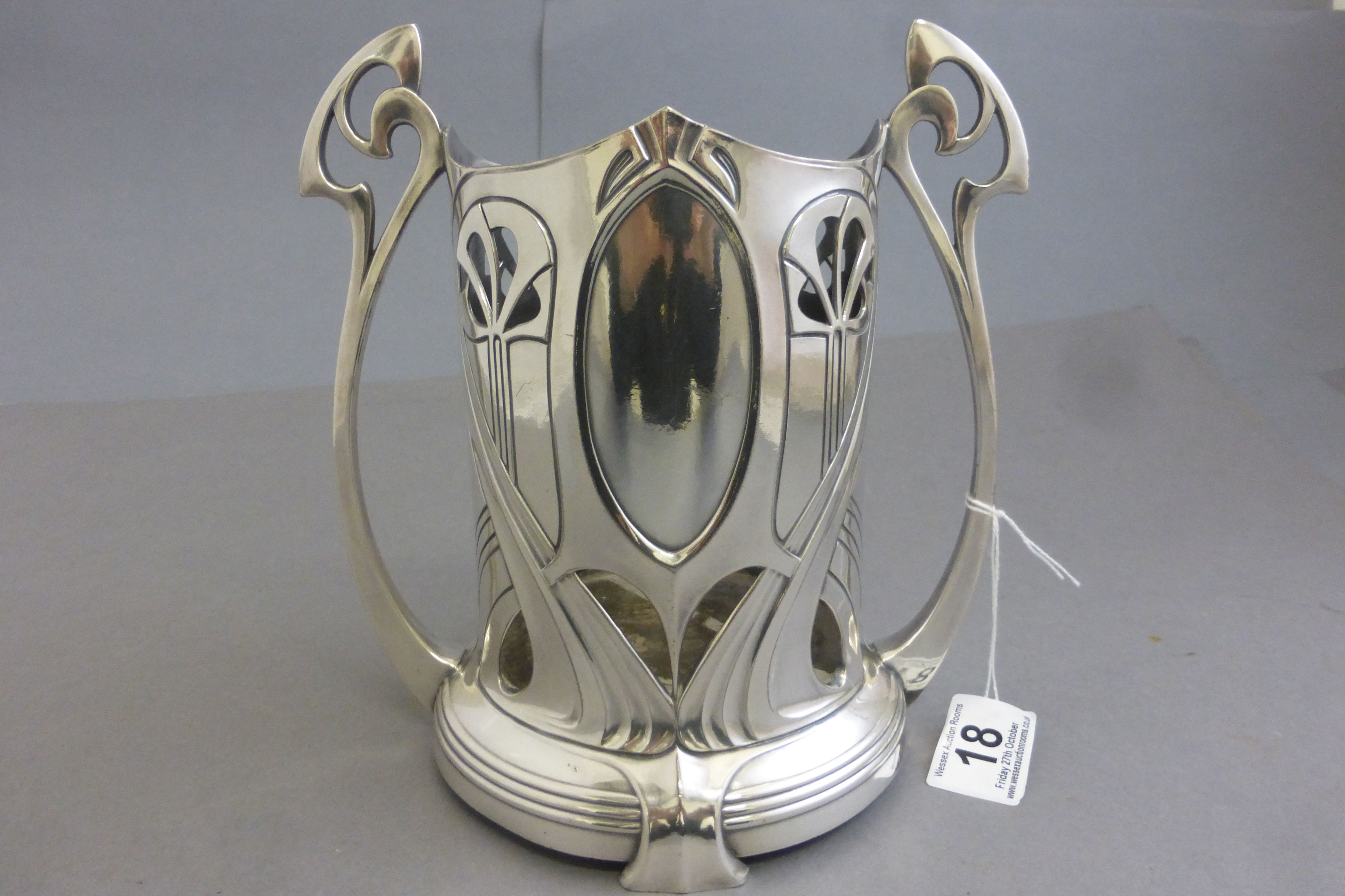 Art Nouveau WMF silver plated two handled bottle stand