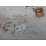 Cover with Penny Red stamp and Red CDS Stamp AP-SPH 1846 & Black CDS Bradford Wilts SP2 1846