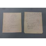 Football autographs - 1935/36 Brentford, 2 loose autograph book pages with 20+ signatures, in pencil