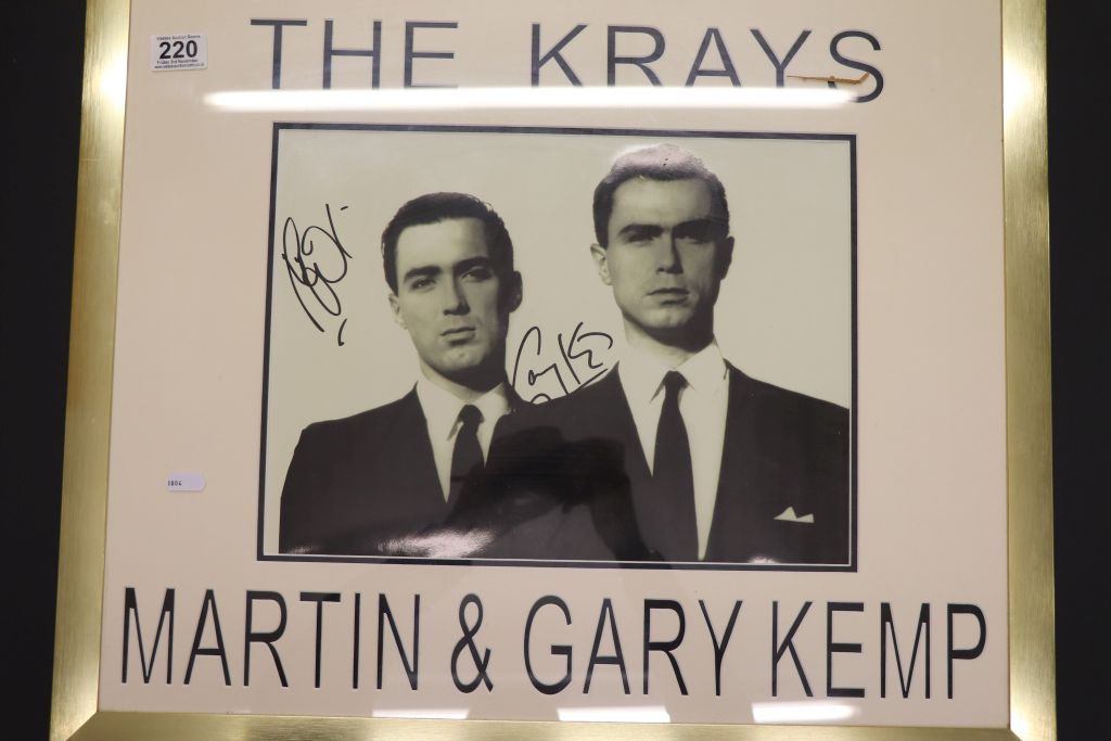 TV Autographs - Framed & glazed 'The Krays' signed picture by Martin & Gary Kemp with coa