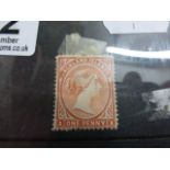 Penny Queen Victoria claret stamp 1878 Falkland Islands, hinged