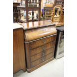 19th century French Walnut Washstand, the lift lid opening to reveal a slide forward marble and