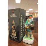 Glen Campbell Scotch Whisky decanter in the form of a clansman figure with contents and original