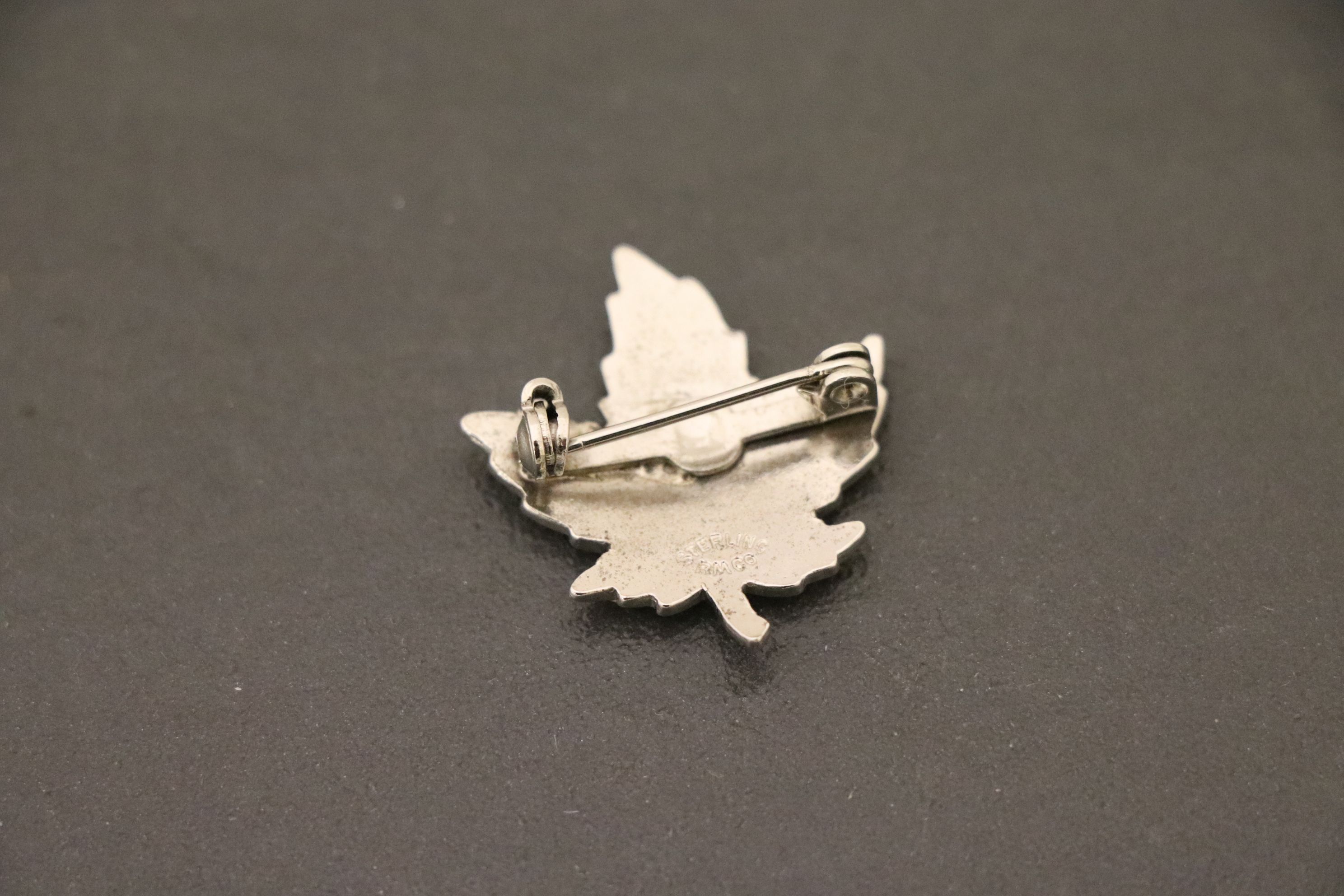 Sterling Silver and Yellow Enamel Maple Leaf Brooch - Image 2 of 2