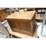 Oak Blanket Box with linenfold carved panels to sides