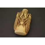 Chinese Snuff Bottle in the form of Locus sat on leaves