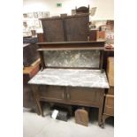 Edwardian Mahogany Washstand with Marble Splashback and Top