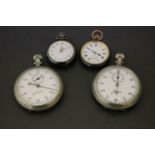 Two vintage Junghans stopwatches and two Gun Metal Fob watches
