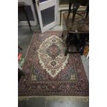 Persian Pink, Blue and Red Ground Patterned Rug