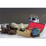 Mixed collectables to include a large Fossil, ceramics, camera, fishing reel etc