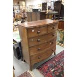 19th century Mahogany Bow Fronted Chest of Two over Three Drawers