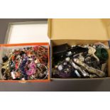 Two boxes of mixed costume jewellery