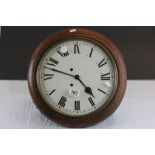 Oak cased school type wall Clock with metal painted dial