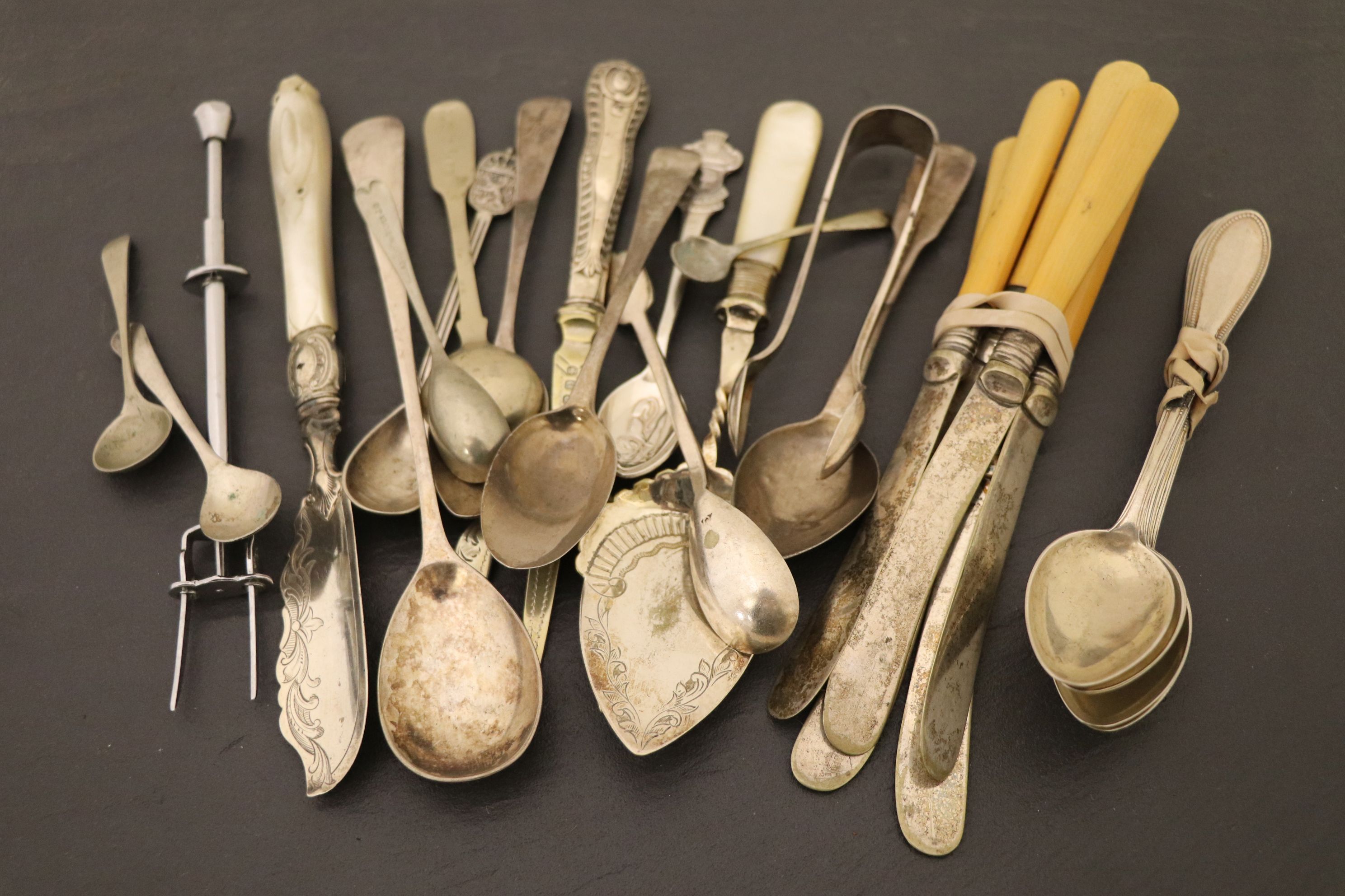 Collection of vintage cutlery to include Silver