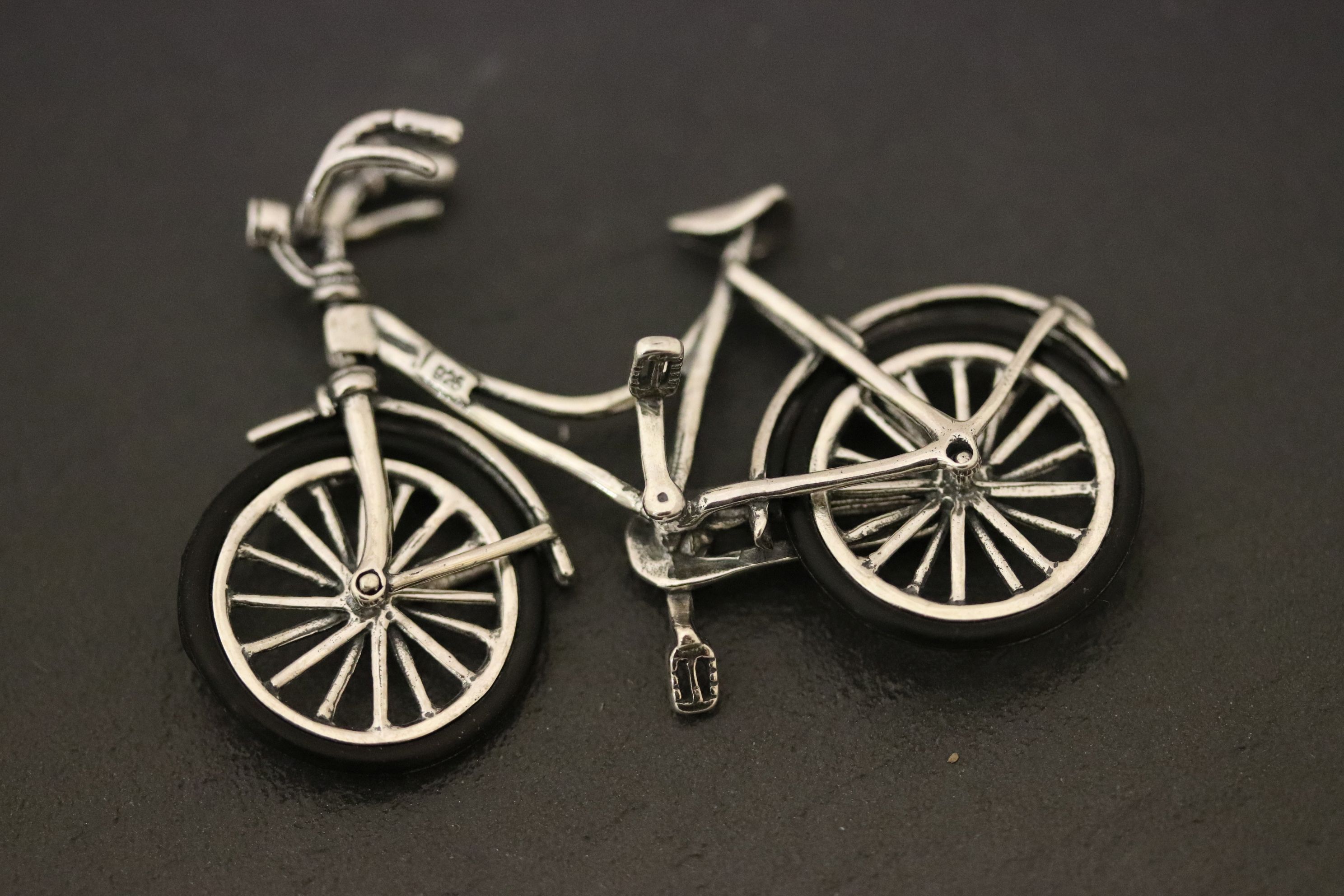 An unusual silver model of a ladies bicycle with rubber tyres - Image 2 of 3