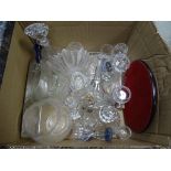 Good Collection of Glass including Two Cut Glass Ship's Decanters, Brandy Glasses, Vases, Dishes,