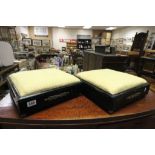 Pair of Victorian Ebonised Square Footstools with Brass Mounts