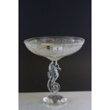 Large Waterford Crystal Tazza with Seahorse stem