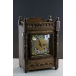 Wooden cased Ting Tang chime mantle clock circa 1900, marked to movement D.R Patent W & H Insch