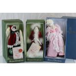Two Royal Doulton Limited Edition Nisbet Christmas Heirloom Dolls together with Cinderella