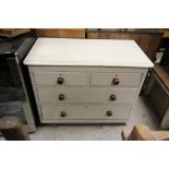 White Painted Pine Chest of Two Short over Two Long Drawers