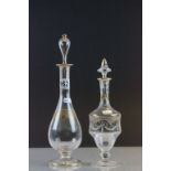 Two quality Edwardian glass decanters with Engraved & Enamelled decoration