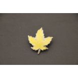 Sterling Silver and Yellow Enamel Maple Leaf Brooch