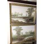 Two large gilt framed Oil on canvas pictures of Country Scenes