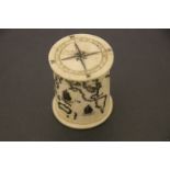 Bone Scrimshaw Style box with lid and engraved with Compass & Map imagery