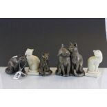 Two Coalport ' Sitting Pretty ' Cats (one facing left, one facing right) together with Four Frith