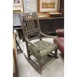 Victorian Beech Wood Elbow Rocking Chair