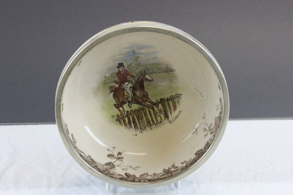 Royal Doulton Seriesware fruit bowl with hunting theme & signed R Caldecott