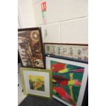 Large selection of framed pictures to include studio framed views, other subject matters, and an