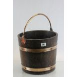 Oak Copper Bound Bucket with Copper Handle and label for Lister of Dursley