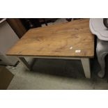 Pine Rectangular Coffee Table with Painted Base