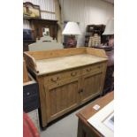 Large 19th century Pine Cupboard with Upstand, Two Drawers and Two Cupboard Doors