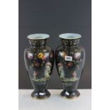 Pair of decorative vintage vases with Oriental scenes