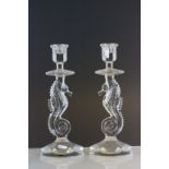 Pair of Waterford Crystal Candlesticks with Seahorse stems