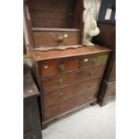 19th century Mahogany Chest of Two Short over Three Long Drawers raised on bracket feet (one foot
