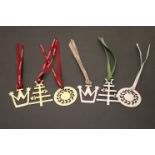 Six Georg Jensen of Denmark Christmas Decorations, each with a Ribbon marked Georg Jensen