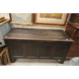 Large 18th century Oak Four Panel Coffer with carved frieze