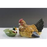 Ceramic Chicken stew pot with ladle and a similar Duck for eggs