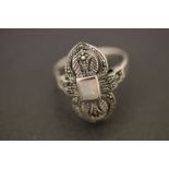 Silver Art Deco style ring with central opal panel