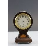 Inlaid Key wind wooden Balloon style Mantle clock circa 1900