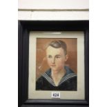 WWII interest - An oil painting portrait of a German sailor in uniform