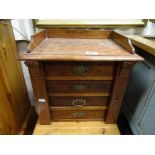 Early 20th century Mahogany Wellington Style Table Top Cabinet with Four Drawers