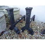 Pair of 19th century Iron Corinthian Column Fire Dogs