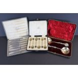 Three boxed cutlery sets to include Silver & Enamel teaspoons