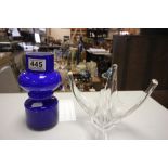 French Glass ' Splash ' Vase and a Scandinavian Blue Glass Vase